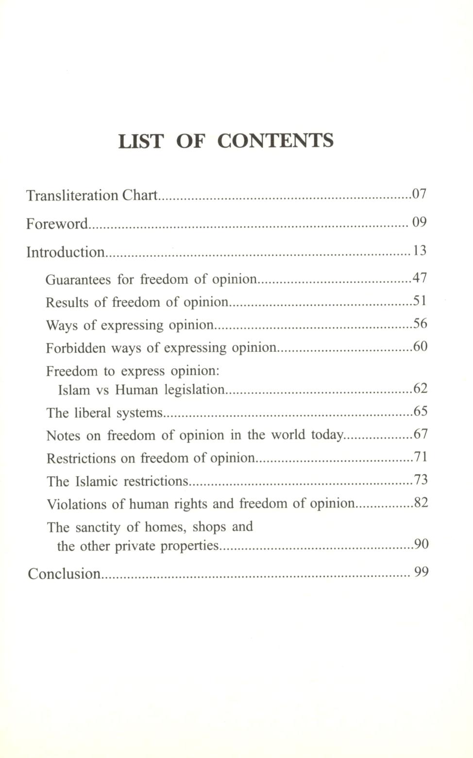 The Freedom Of Opinion In Islam