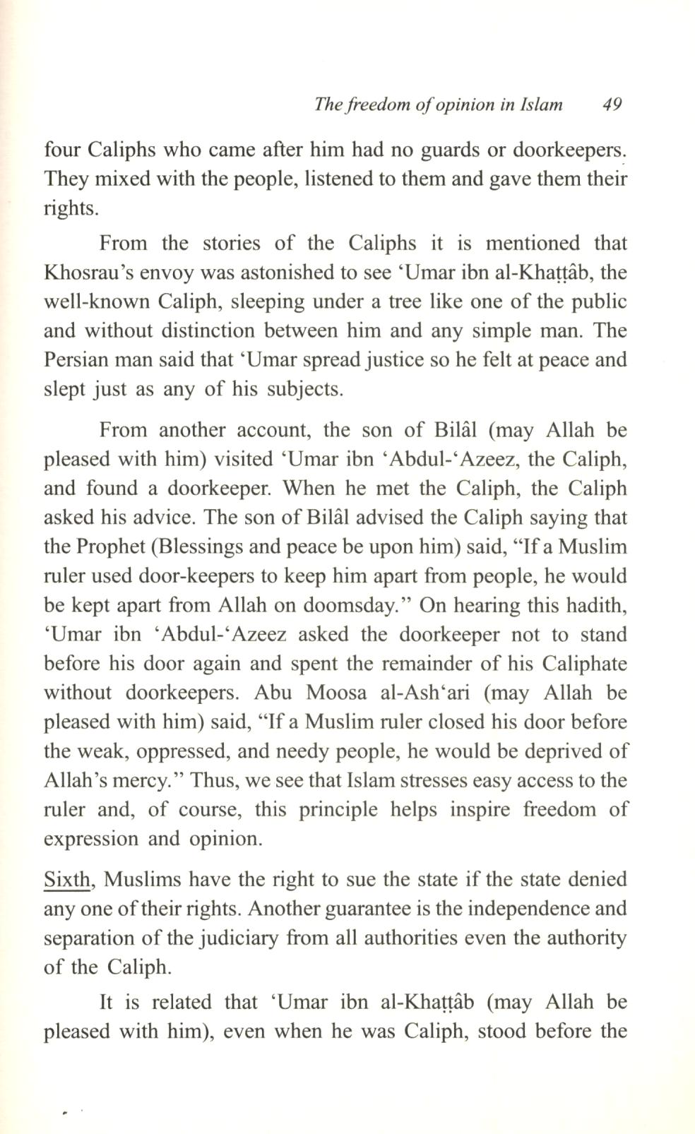 The Freedom Of Opinion In Islam