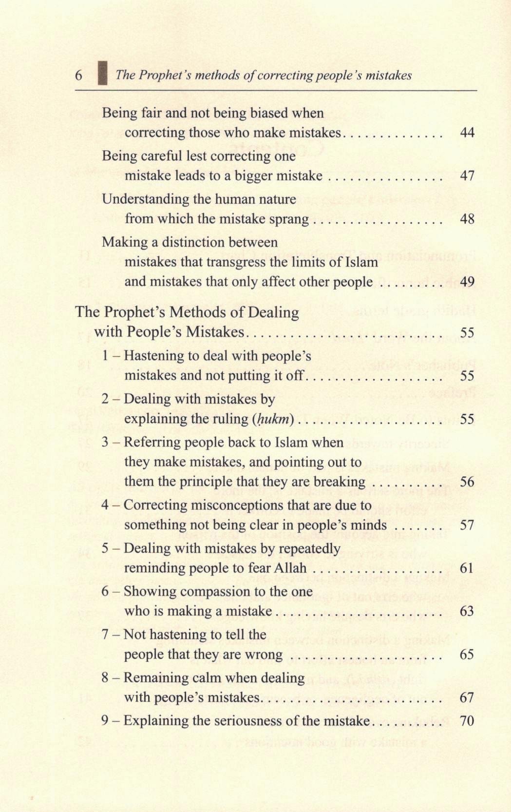 The Prophet's Methods Of Correcting People's Mistakes