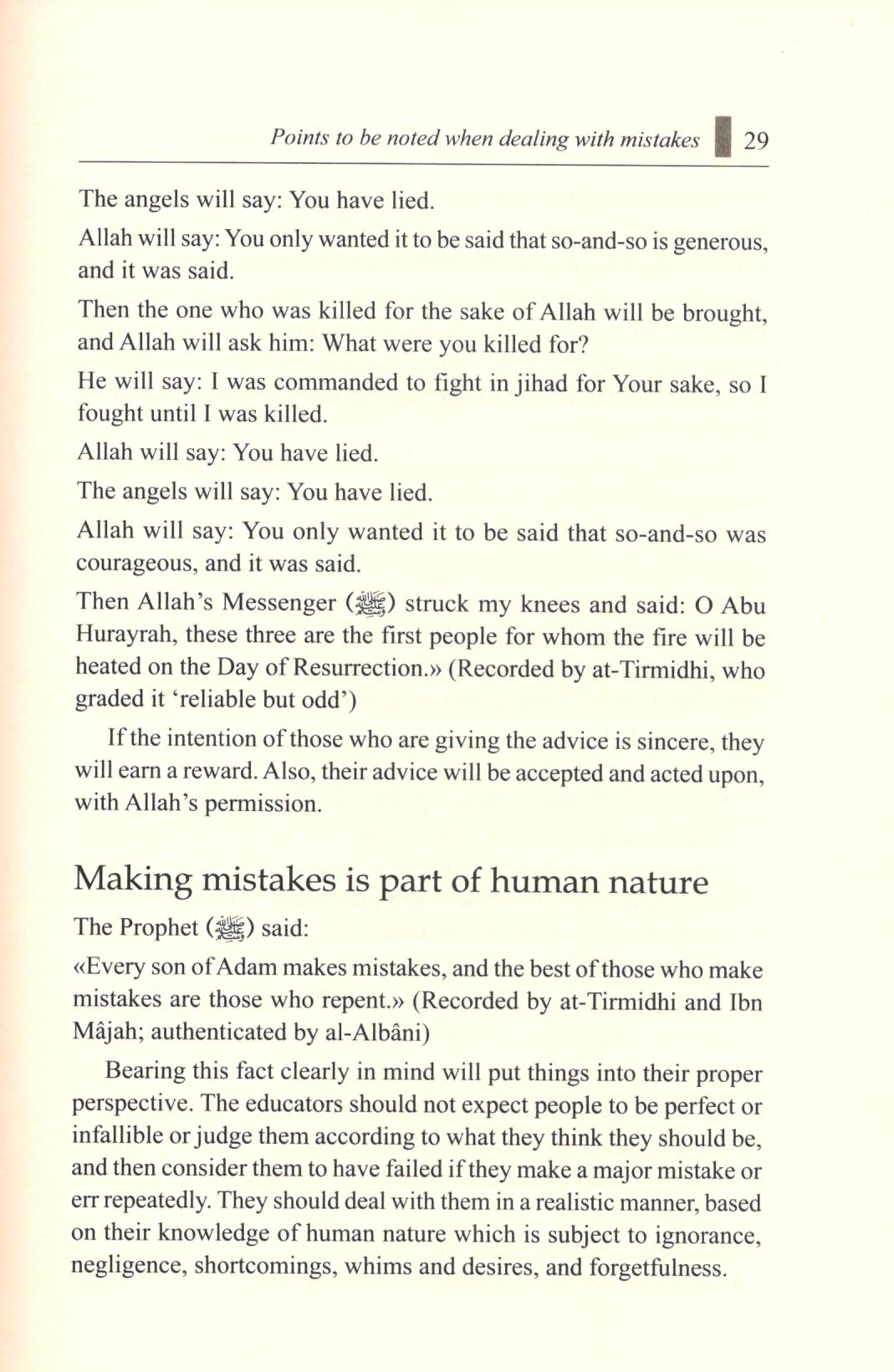 The Prophet's Methods Of Correcting People's Mistakes