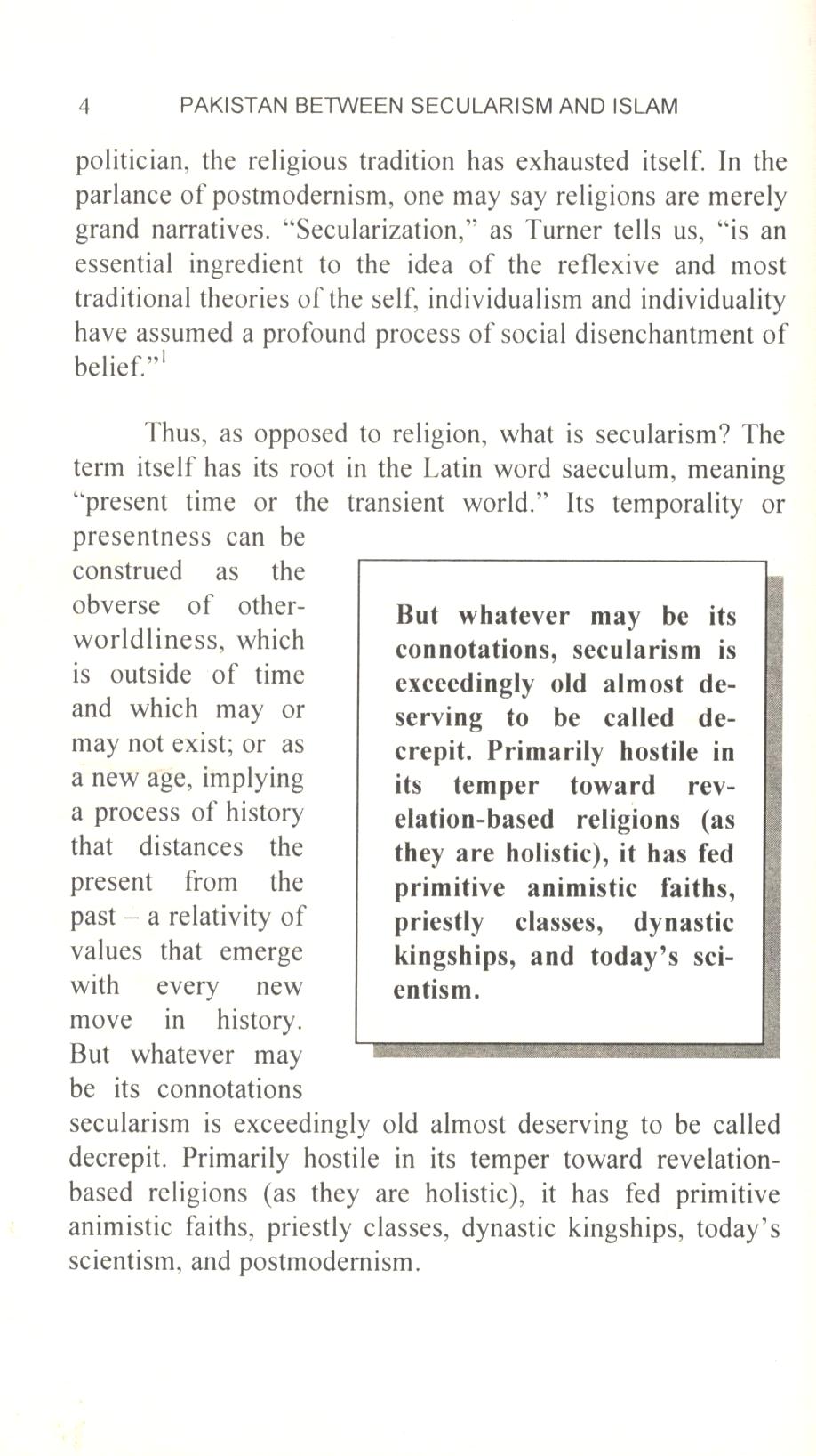 Pakistan Between Secularism and Islam