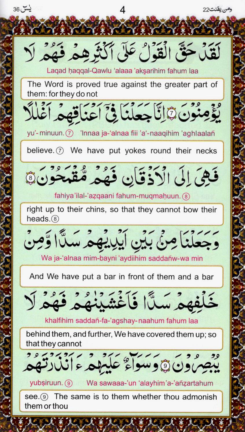 Surah Yaseen with English translation and transliteration