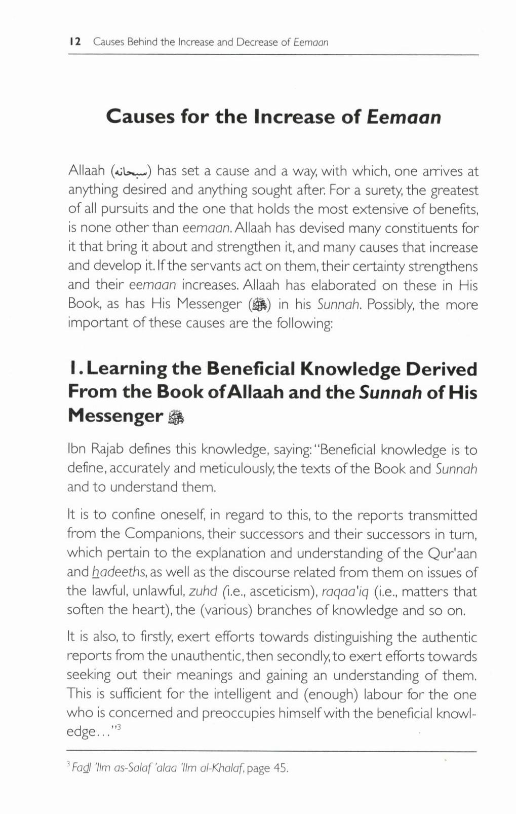 Causes Behind the Increase and Decrease of Eemaan