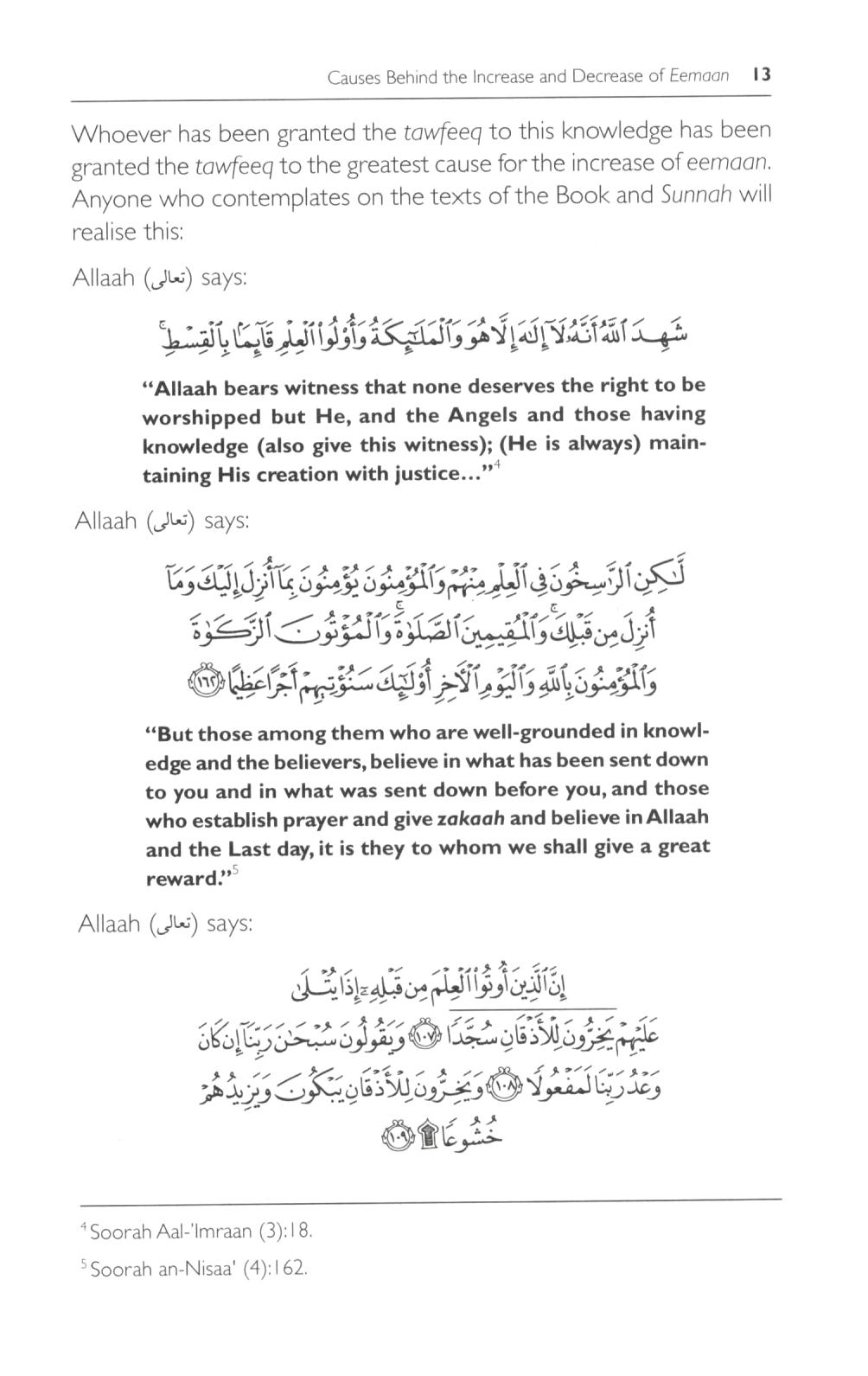 Causes Behind the Increase and Decrease of Eemaan