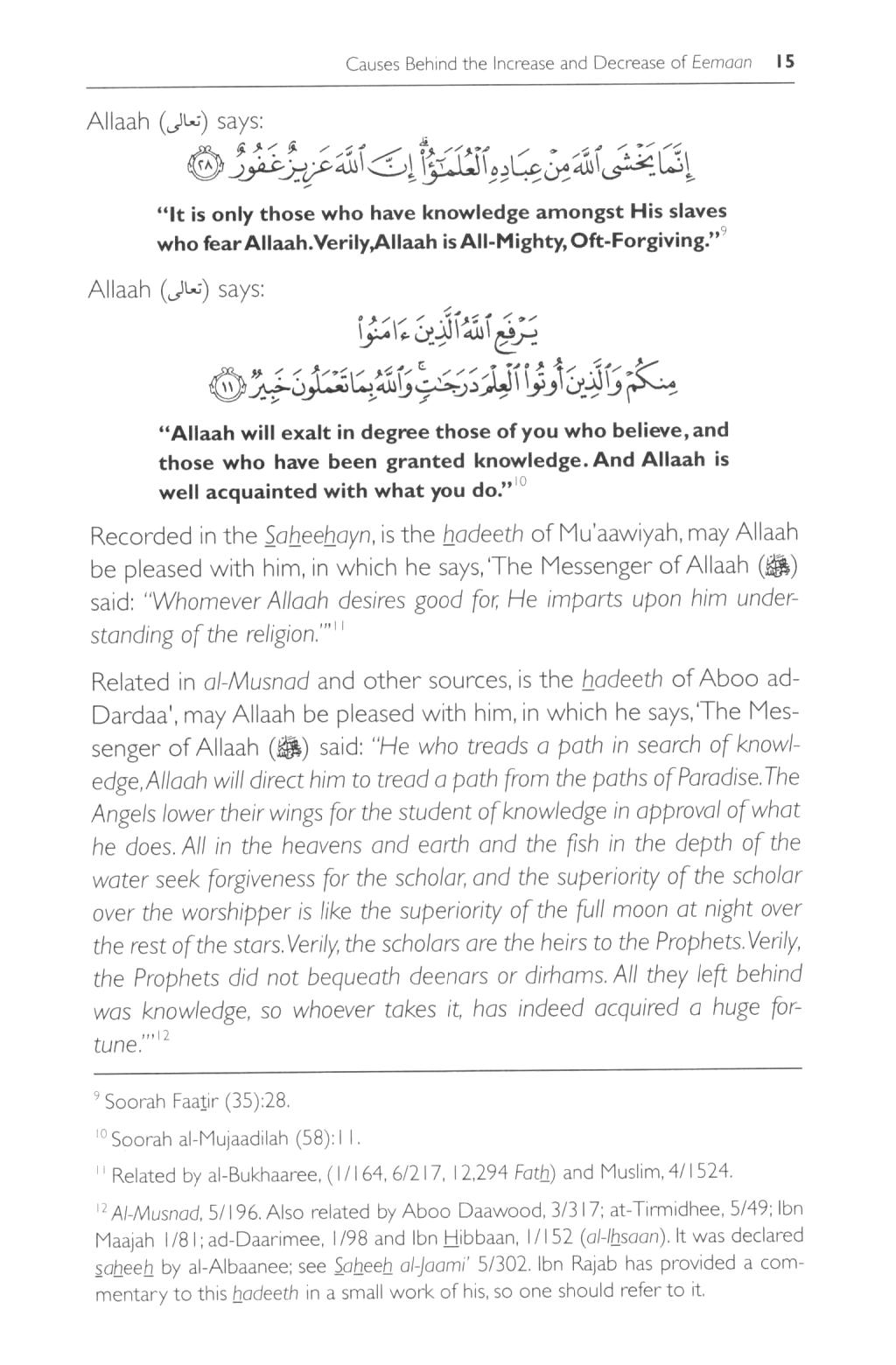 Causes Behind the Increase and Decrease of Eemaan