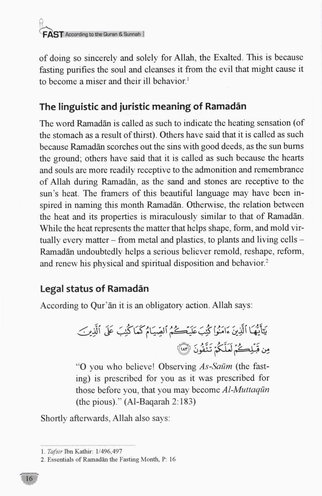 Fast - According to the Quran & Sunnah