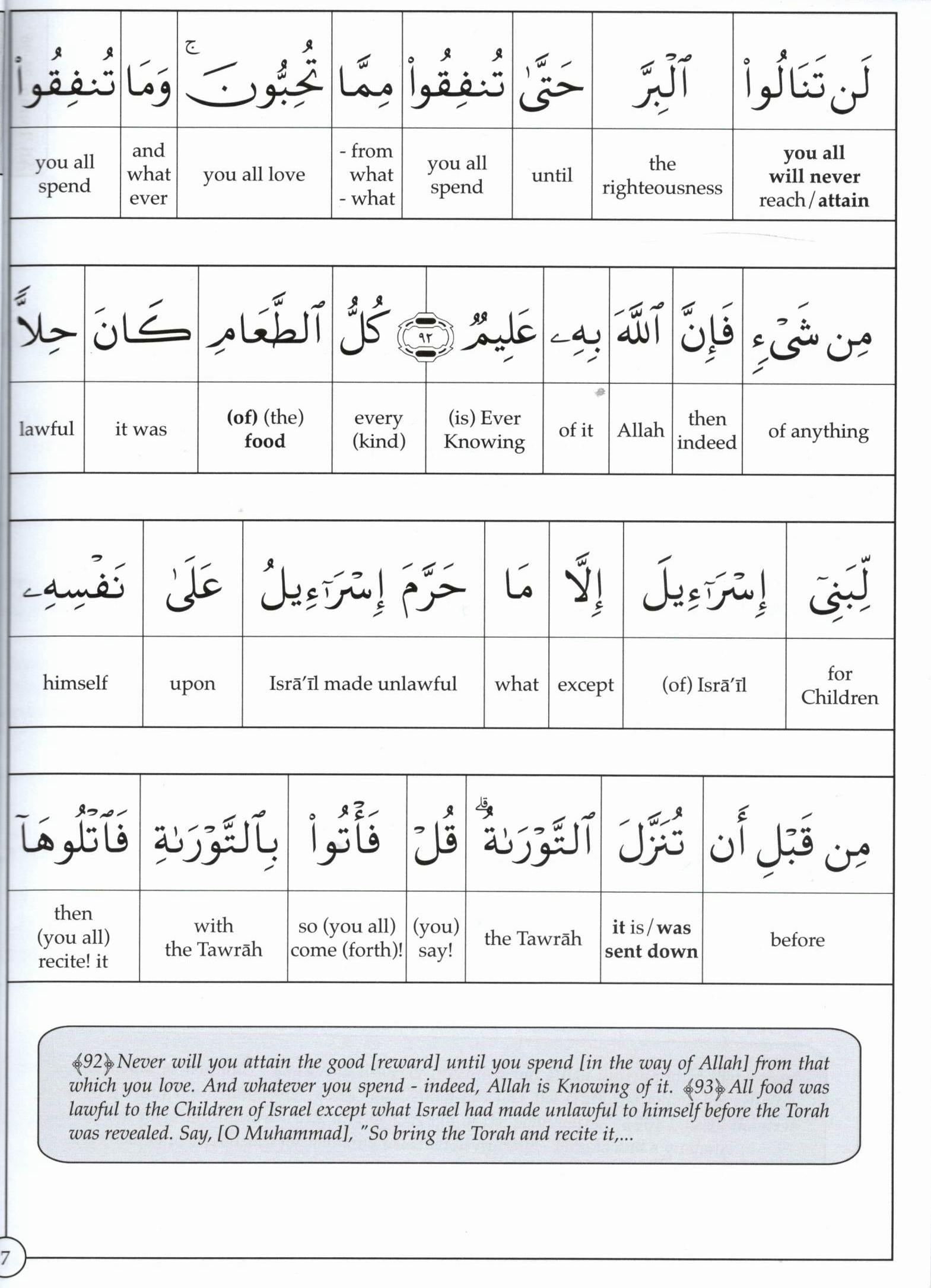 Al Huda Word for Word English Translation - Para 4