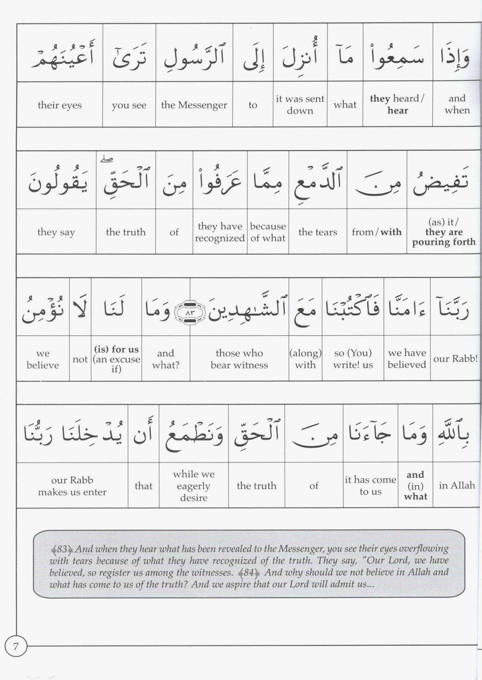 Al Huda Word for Word English Translation - Para 7