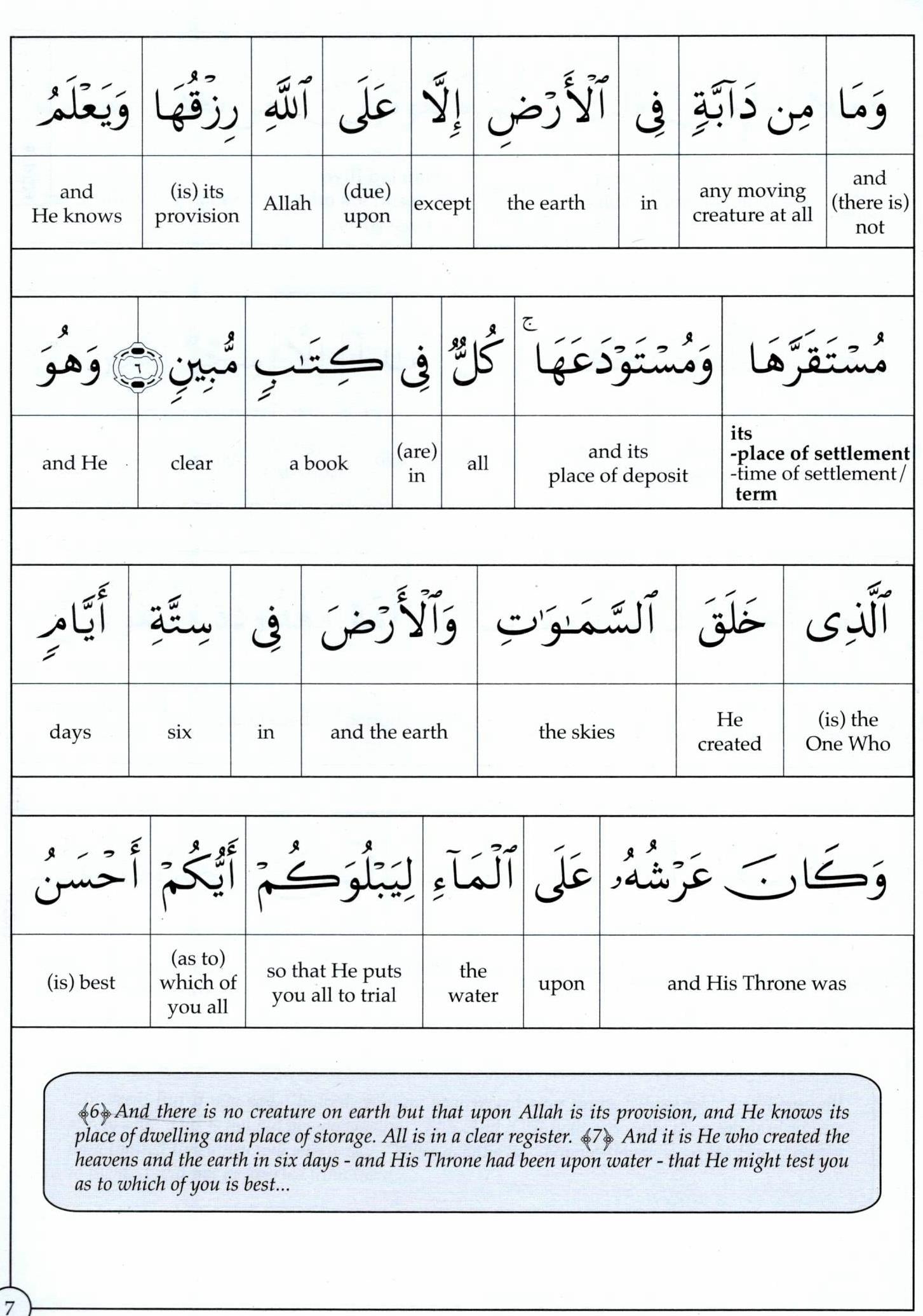 Al Huda Word for Word English Translation - Para 12