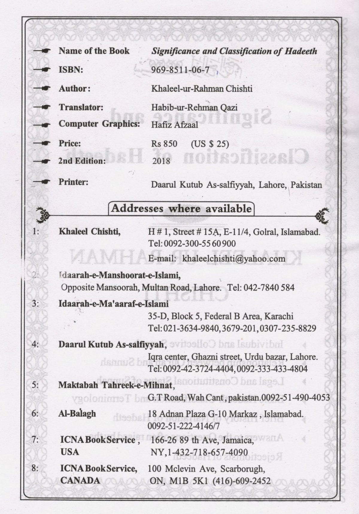 Significance and Classification of Hadeeth