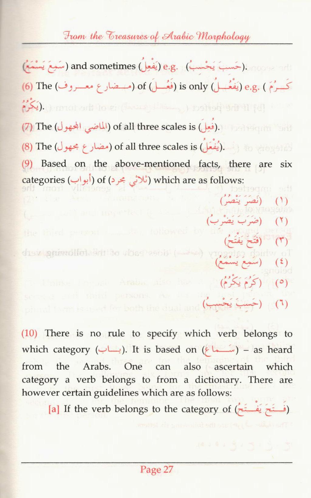 From the Treasures of Arabic Morphology