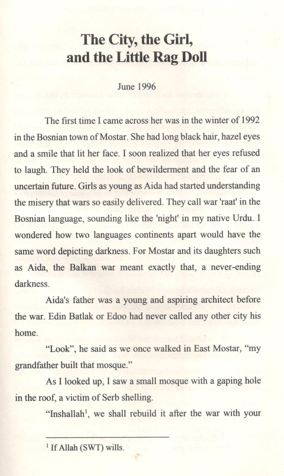 The Embattled Innocence: Reflections of a Muslim Relief Worker