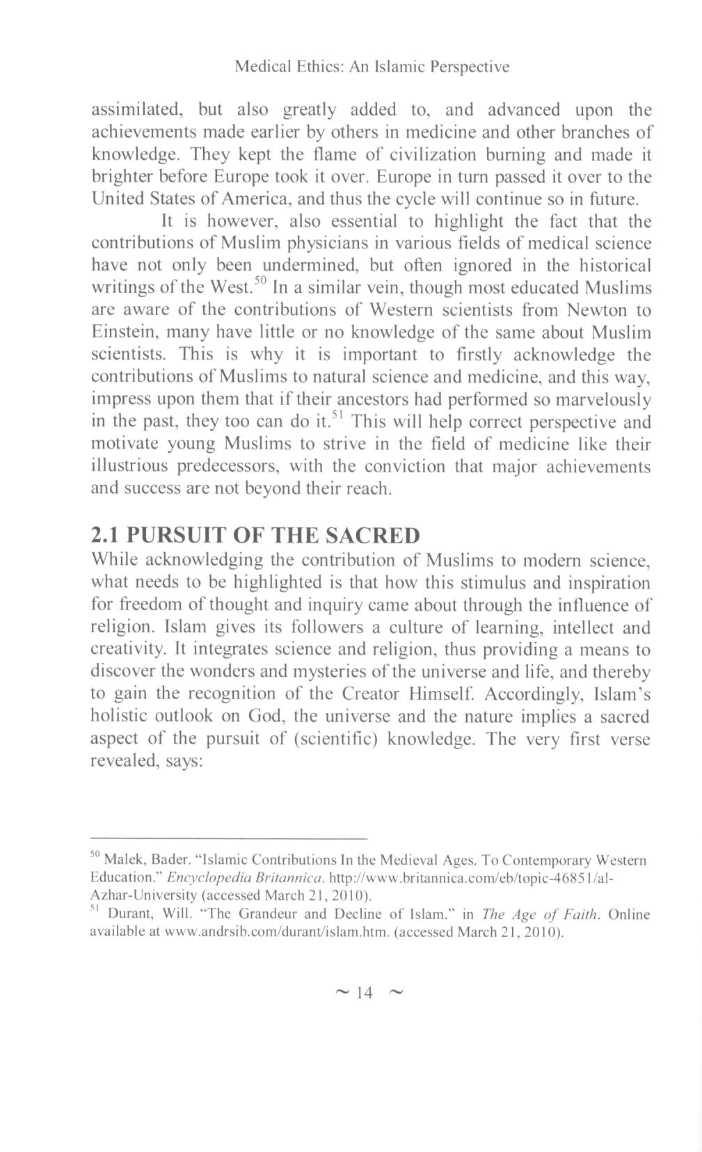 Medical Ethics an Islamic Perspective