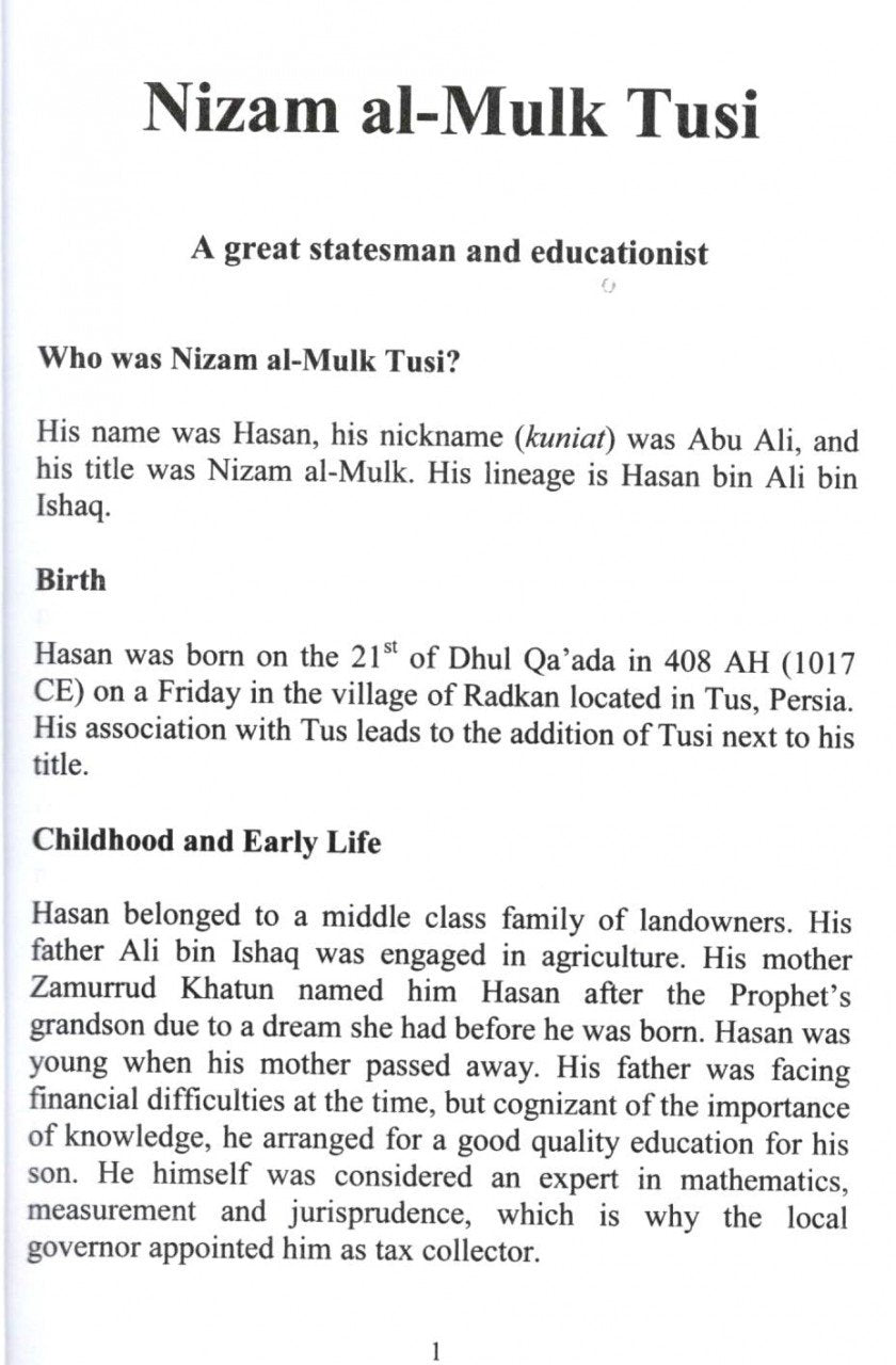 Nizam Al Mulk Tusi (Muslim Heroes Series)