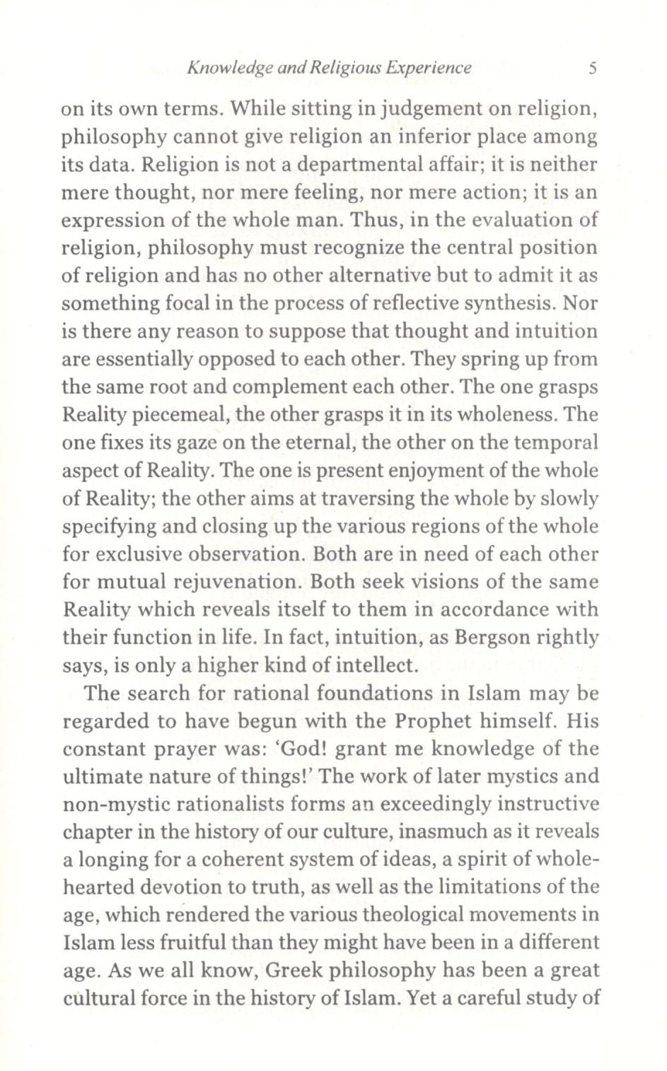 The Reconstruction of Religious Thought in Islam