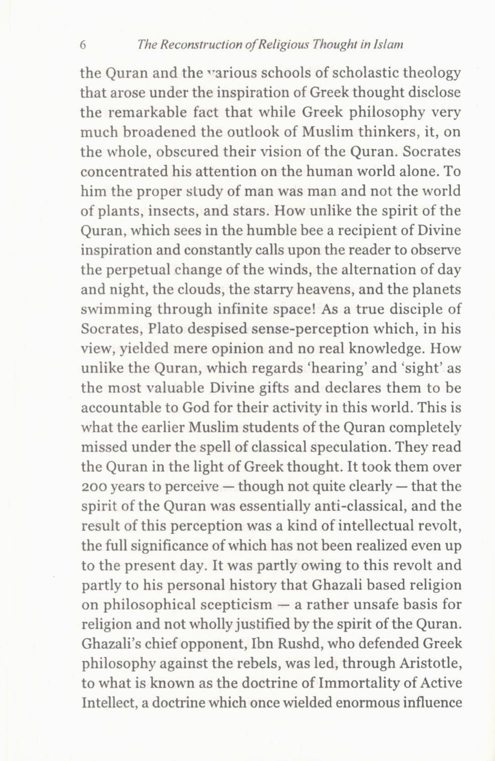 The Reconstruction of Religious Thought in Islam