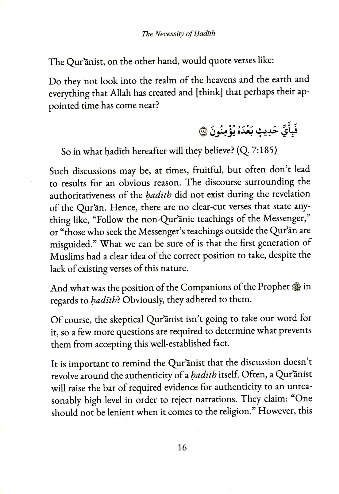 The Necessity of Hadith