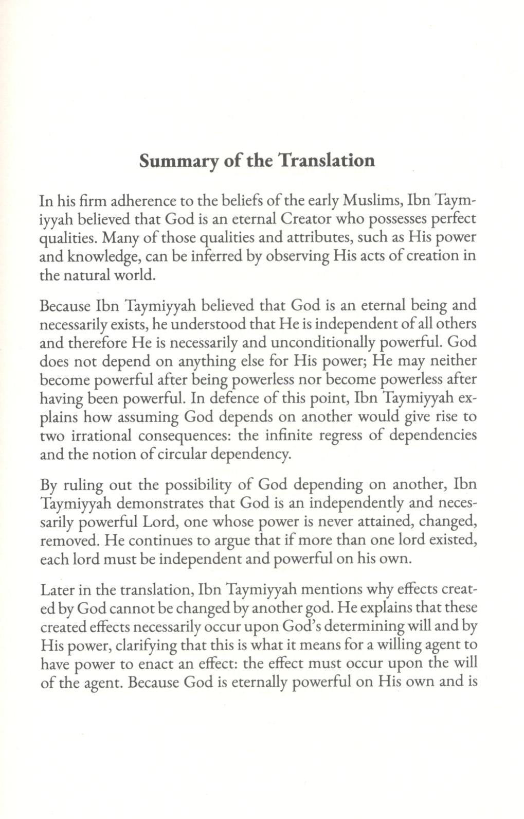 Ibn Taymiyyah on The Oneness of God (Dalail Tawhid al-Rububiyah)