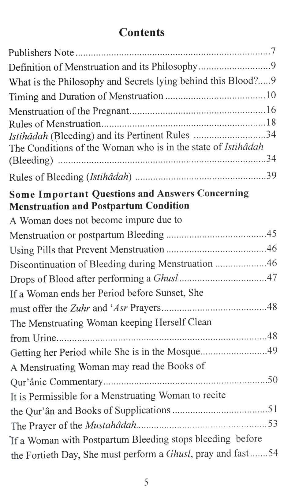 Islamic Rulings on Menstruation and Postpartum Condition