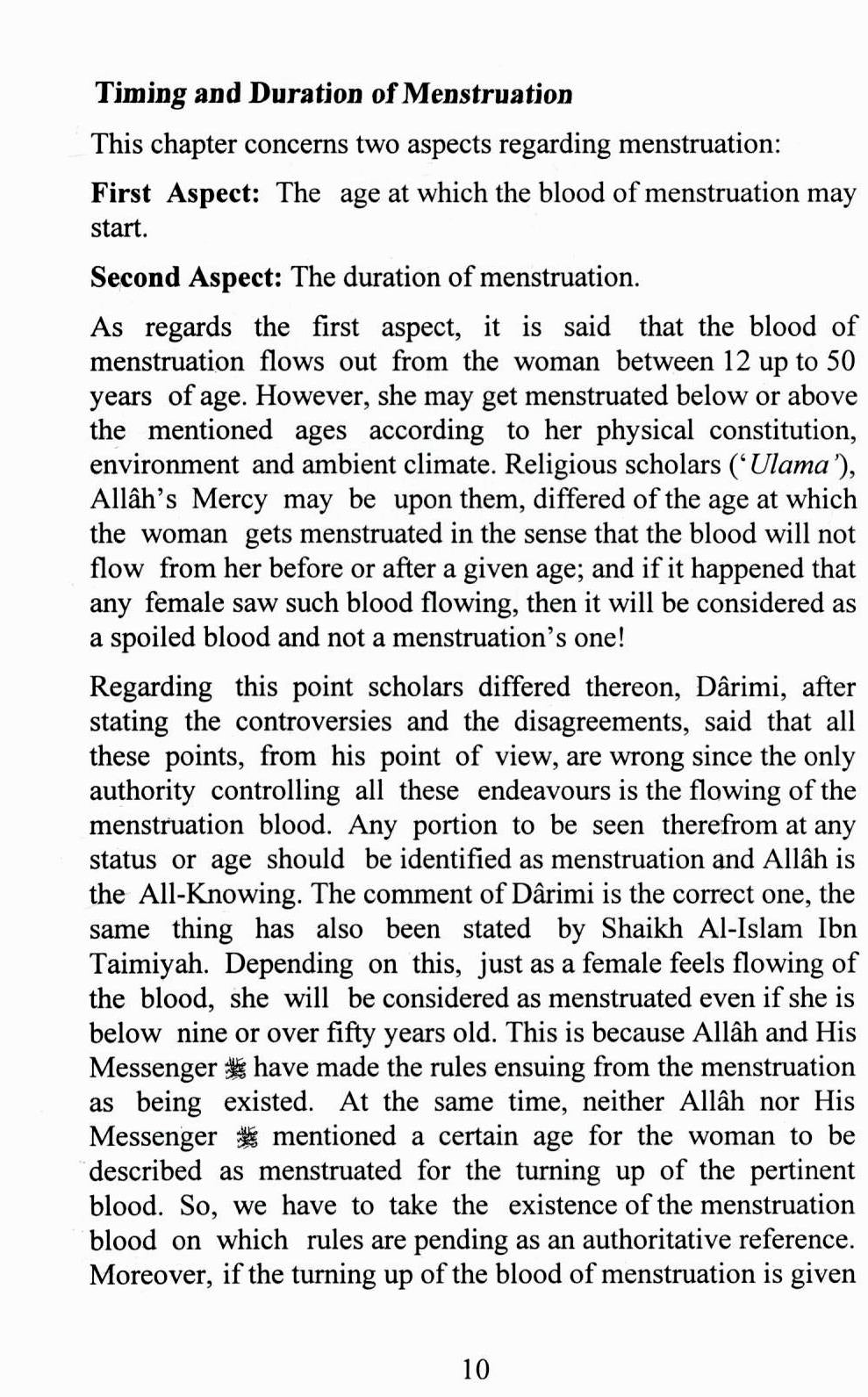 Islamic Rulings on Menstruation and Postpartum Condition