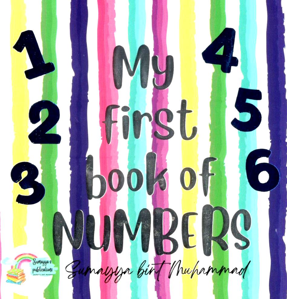 Book cover titled 'My First Book of Numbers' with colorful striped background